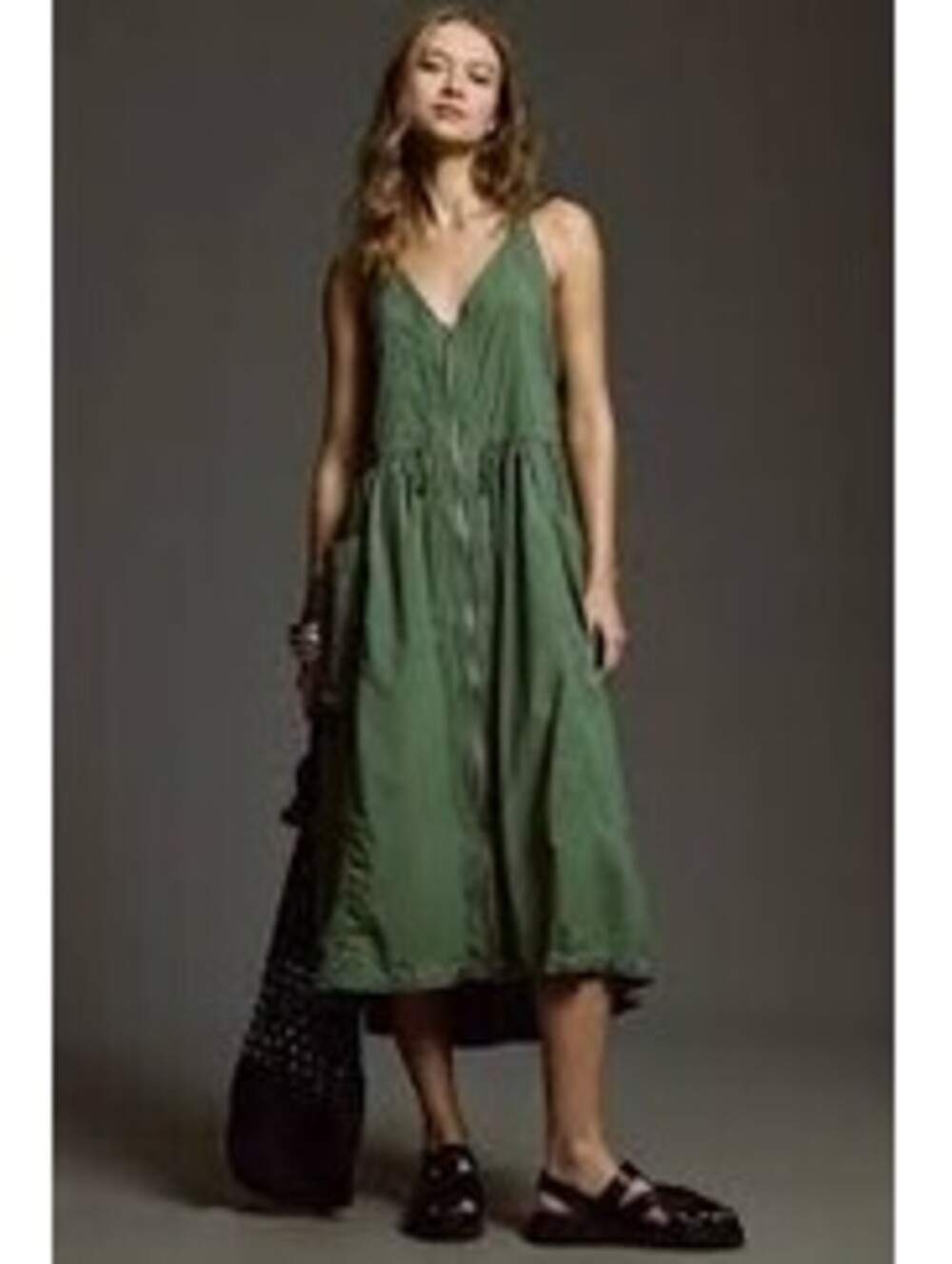 $128 Daily Practice Anthropologie Free Fall Midi Dress color Moss Size XL #1308 - Picture 10 of 12